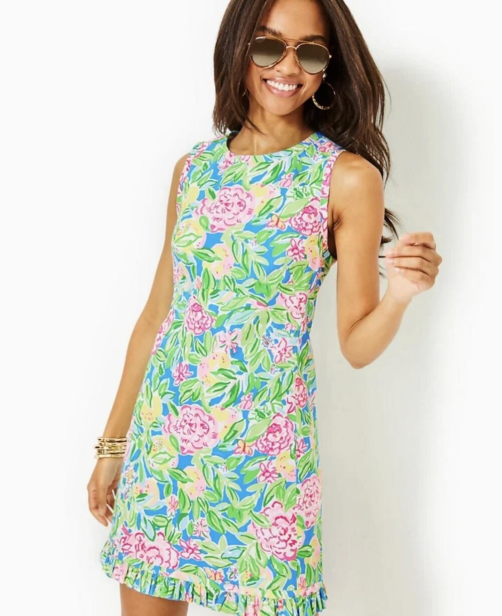 Lilly Pulitzer Dress Womens 4 Poppy Stretch Cotton Shift Multi Grove Garden